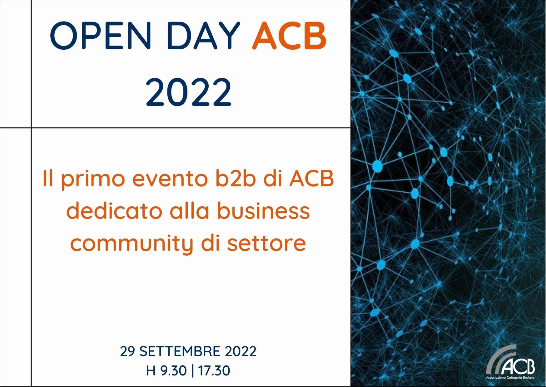 SAVE THE DATE: 29 SETTEMBRE 2022 - OPEN DAY ACB